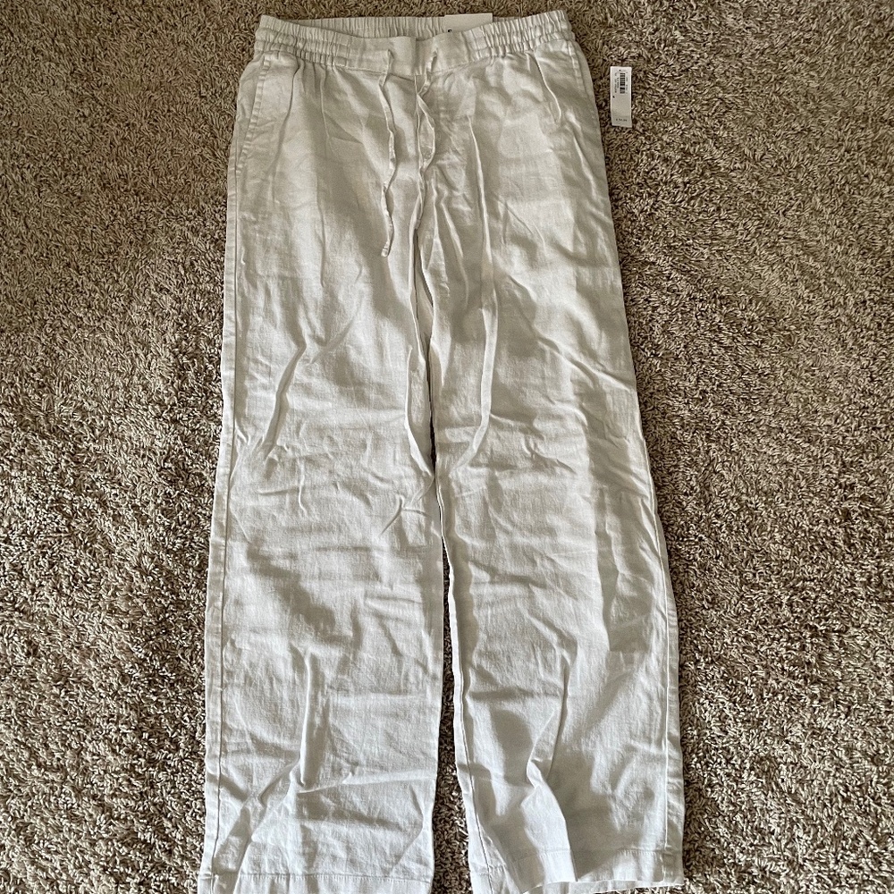 Old Navy White Linen Blend Wide Leg Pants, NWT